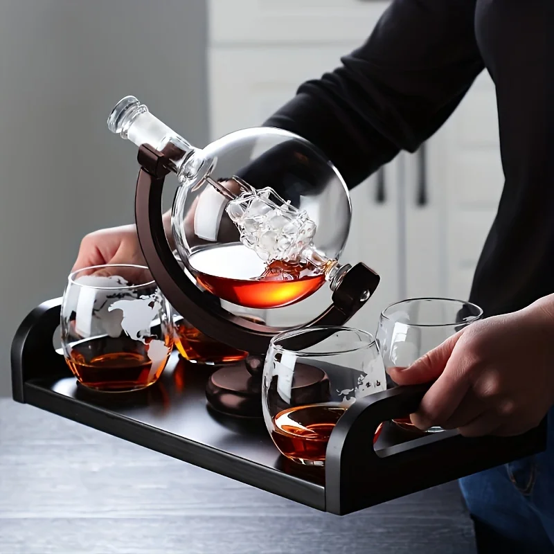 Decanter Aerator Set - 지구본 모양 위스키 디캔터 보로실리케이트 유리와