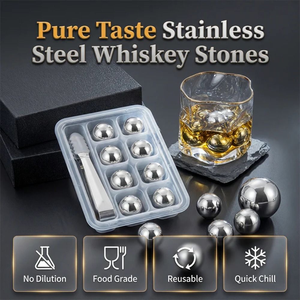 Whiskey Stone Set - 25mm 스테인리스 스틸 아이스 큐브 볼