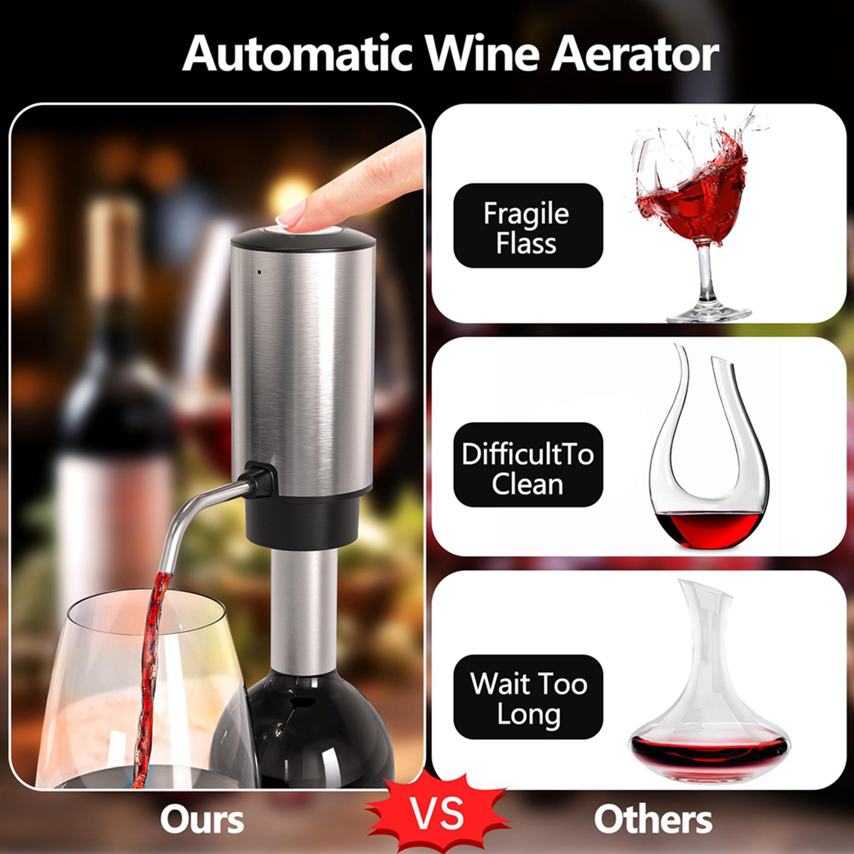 Decanter Aerator Set - ABJI-4X 전기 와인 에어레이터 와인 디캔터