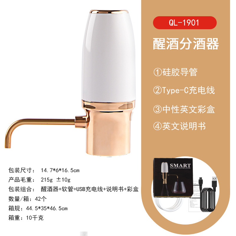 Decanter Aerator Set - 2-in-1 충전식 전기 와인 에어레이터 및