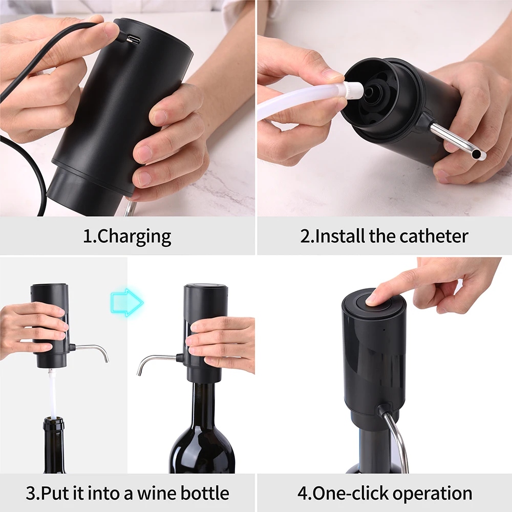 자동 와인 에어레이터 디펜서 충전식 원터치 전기 와인  - Decanter Aerator Set 리뷰 및 가격