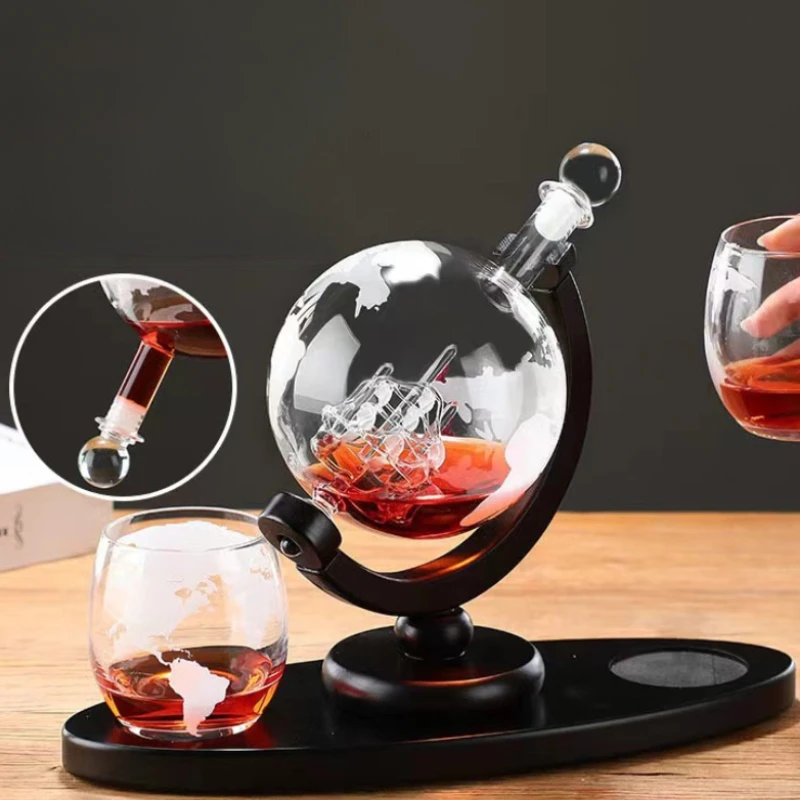 지구본 모양 위스키 디캔터 보로실리케이트 유리와 나무  - Decanter Aerator Set 리뷰 및 가격