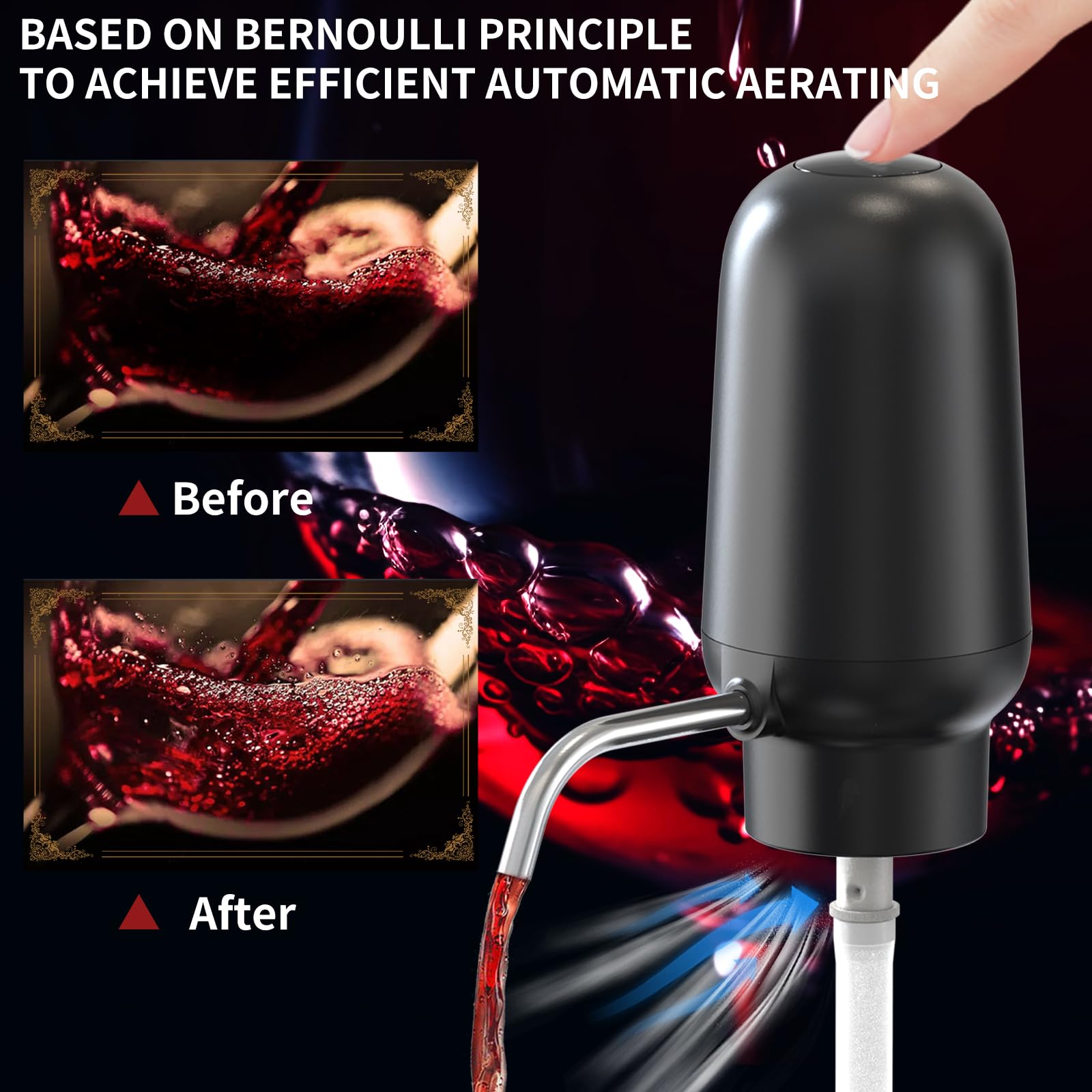 지능형 전기 와인 통풍기 4-In-1 와인 세트 작동  - Decanter Aerator Set 리뷰 및 가격