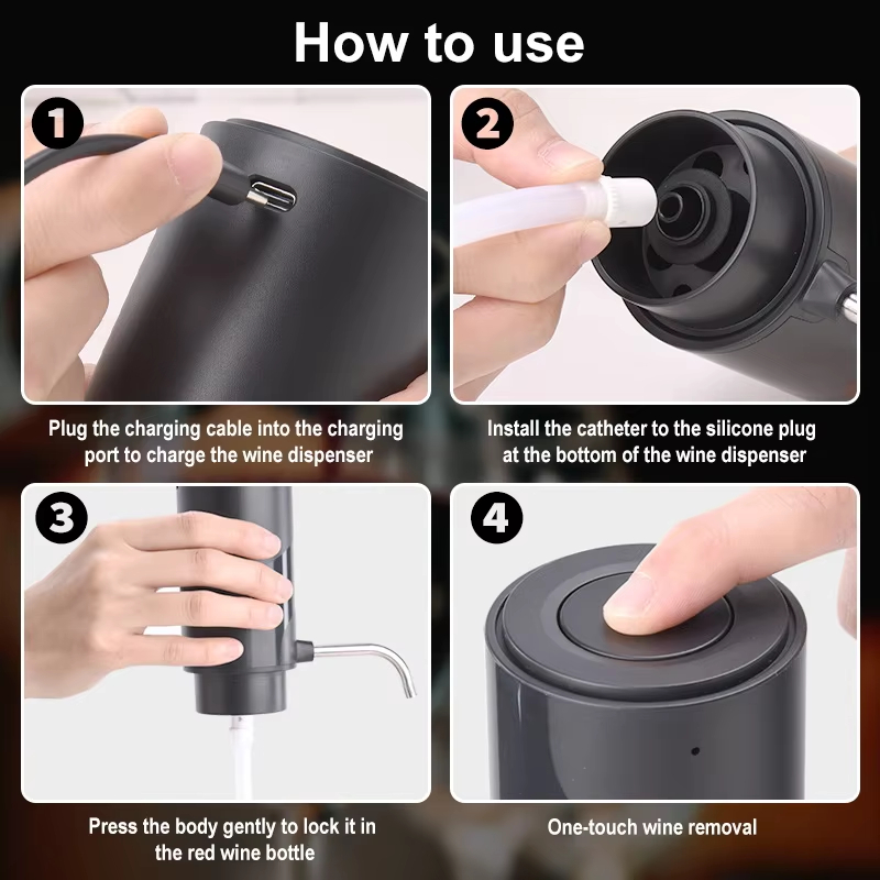 지능형 전기 와인 통풍기 4-In-1 와인 세트 작동  - Decanter Aerator Set 리뷰 및 가격